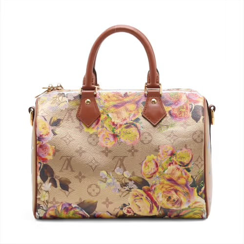 Louis Vuitton LV Garden Metallic Monogram Speedy Bandouliere 25 Multicolor Gold