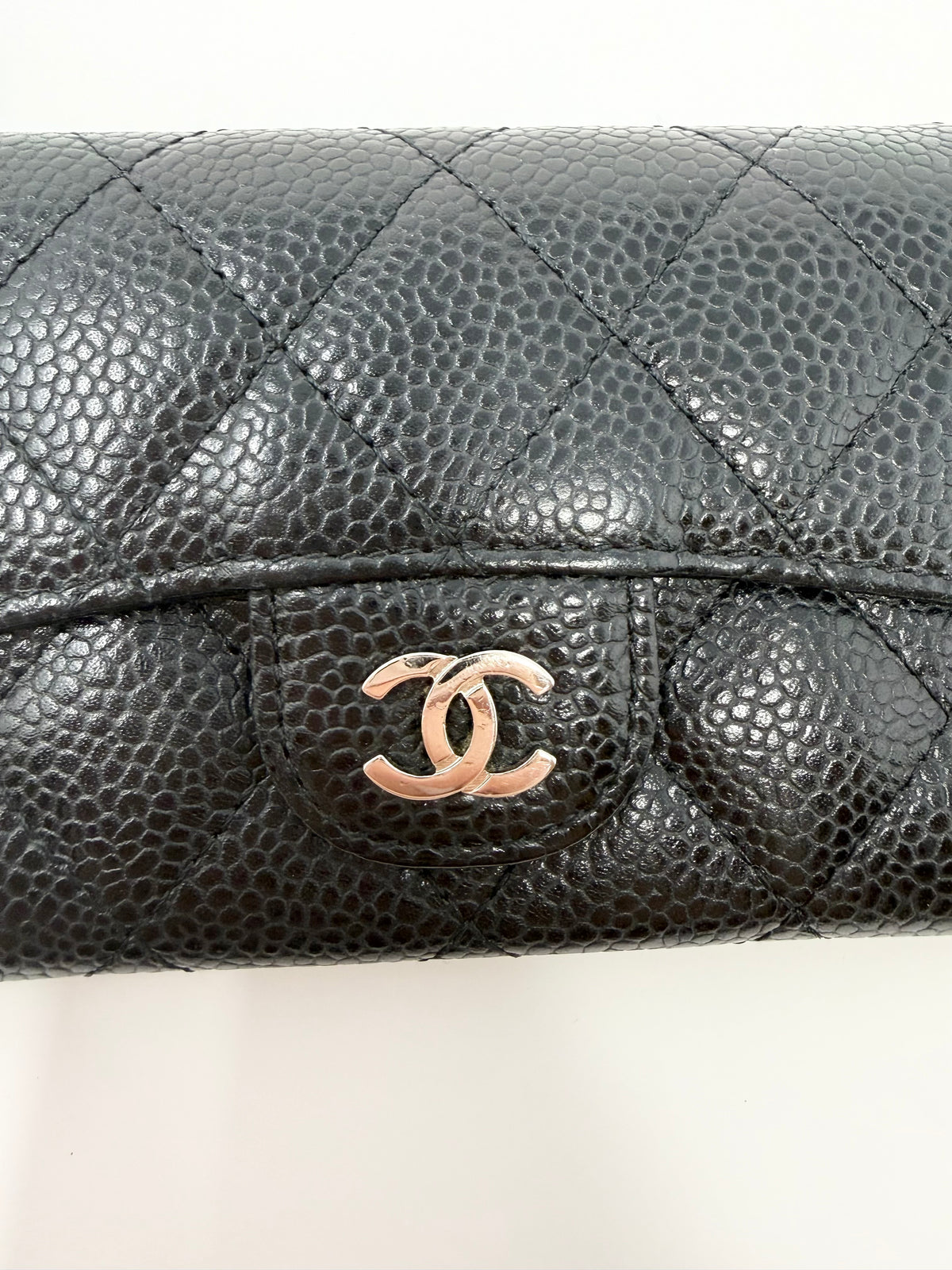 Chanel Classic Flap Card Holder Wallet Black Caviar Silver Hardware