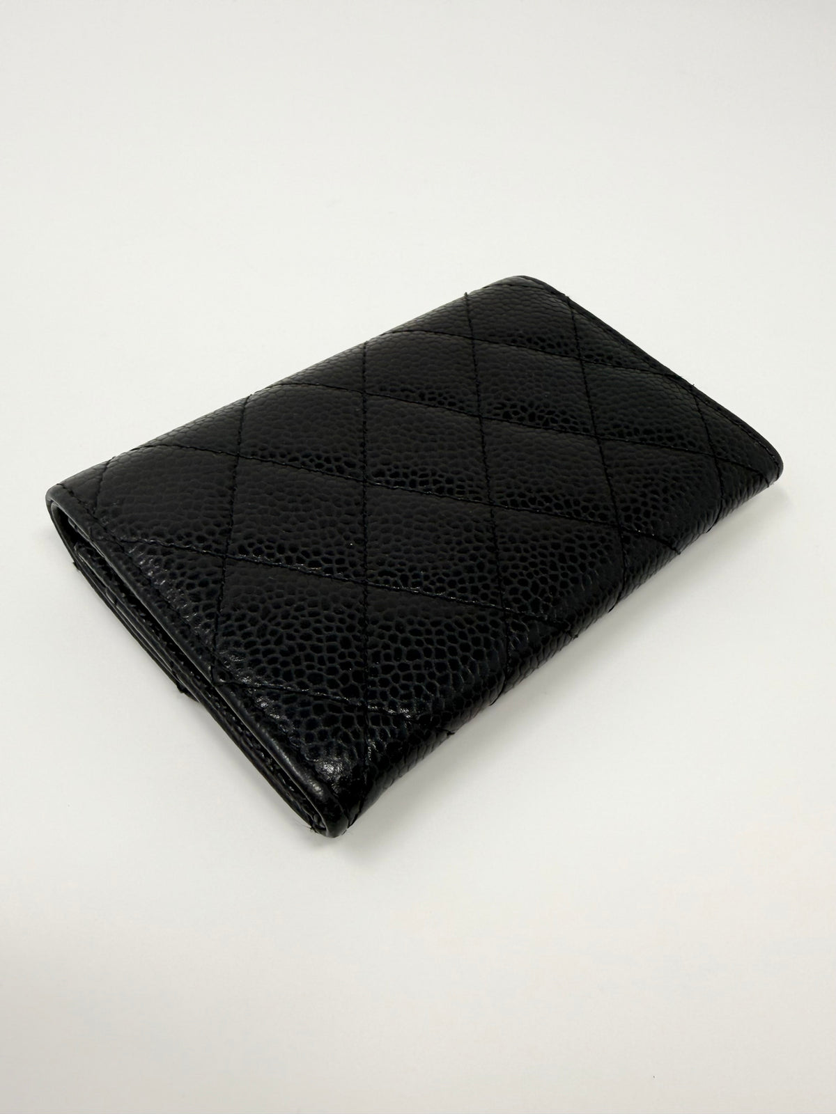 Chanel Classic Flap Card Holder Wallet Black Caviar Silver Hardware