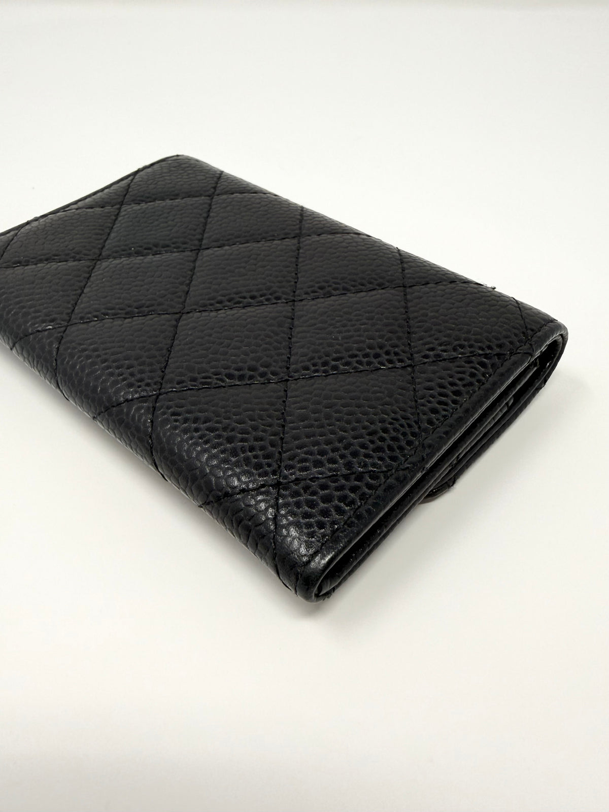 Chanel Classic Flap Card Holder Wallet Black Caviar Silver Hardware