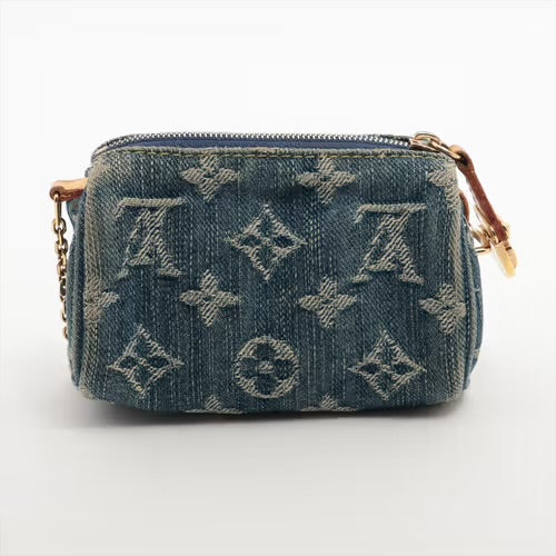 Louis Vuitton Monogram Denim Trousse Speedy PM Pouch Key Holder