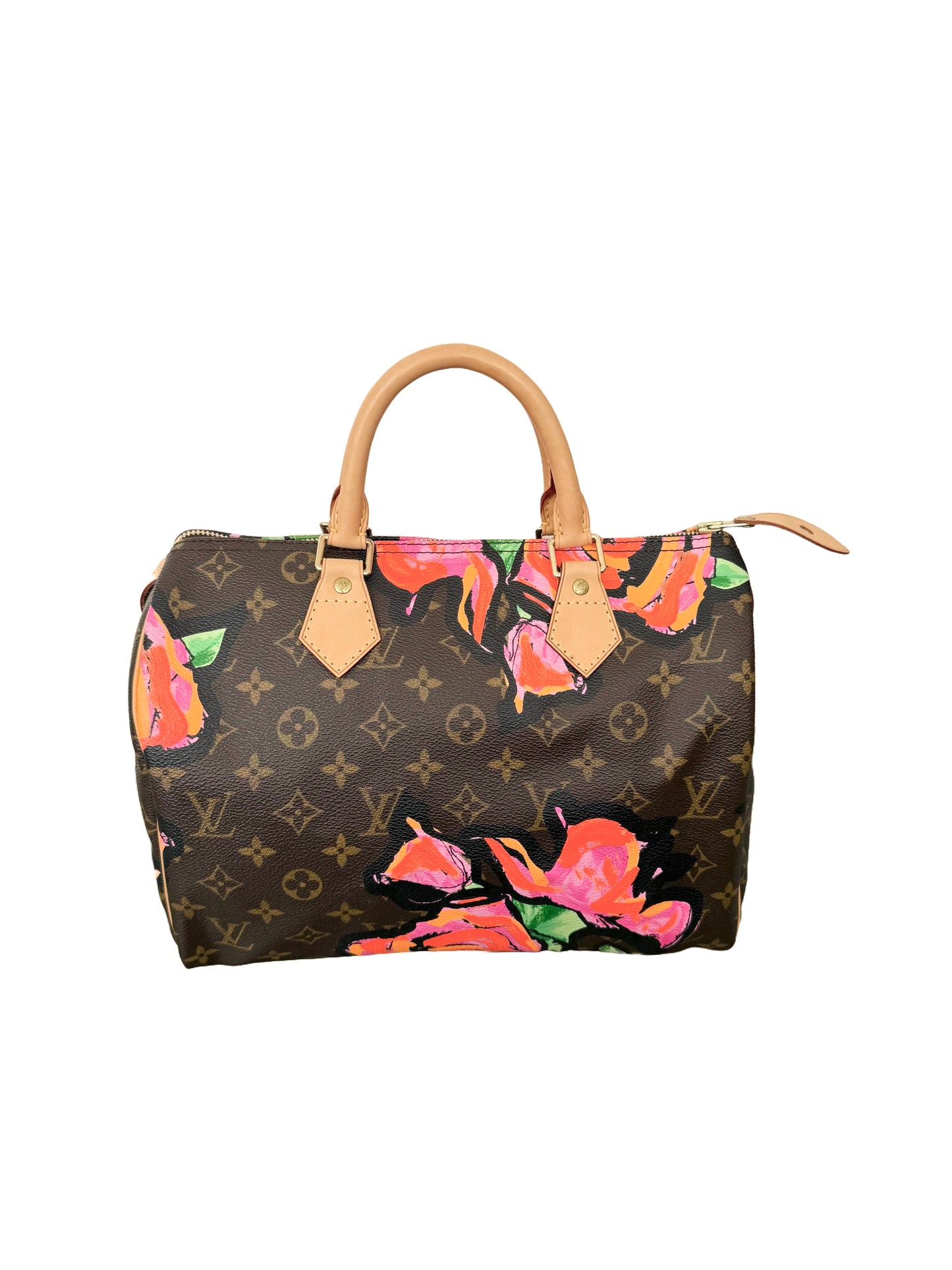 Louis Vuitton Stephen Sprouse Speedy 30 Graffiti Roses Monogram Pink Brown