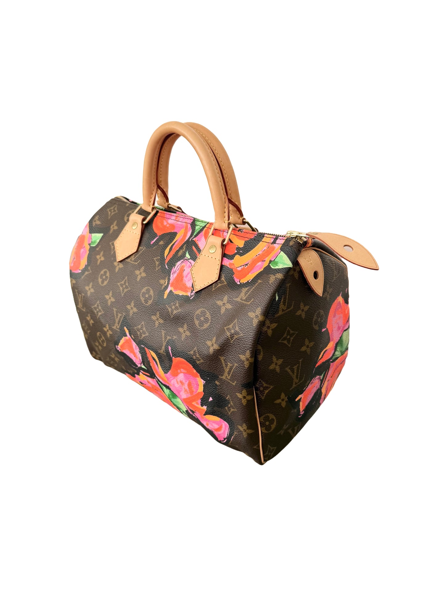 Louis Vuitton Stephen Sprouse Speedy 30 Graffiti Roses Monogram Pink Brown