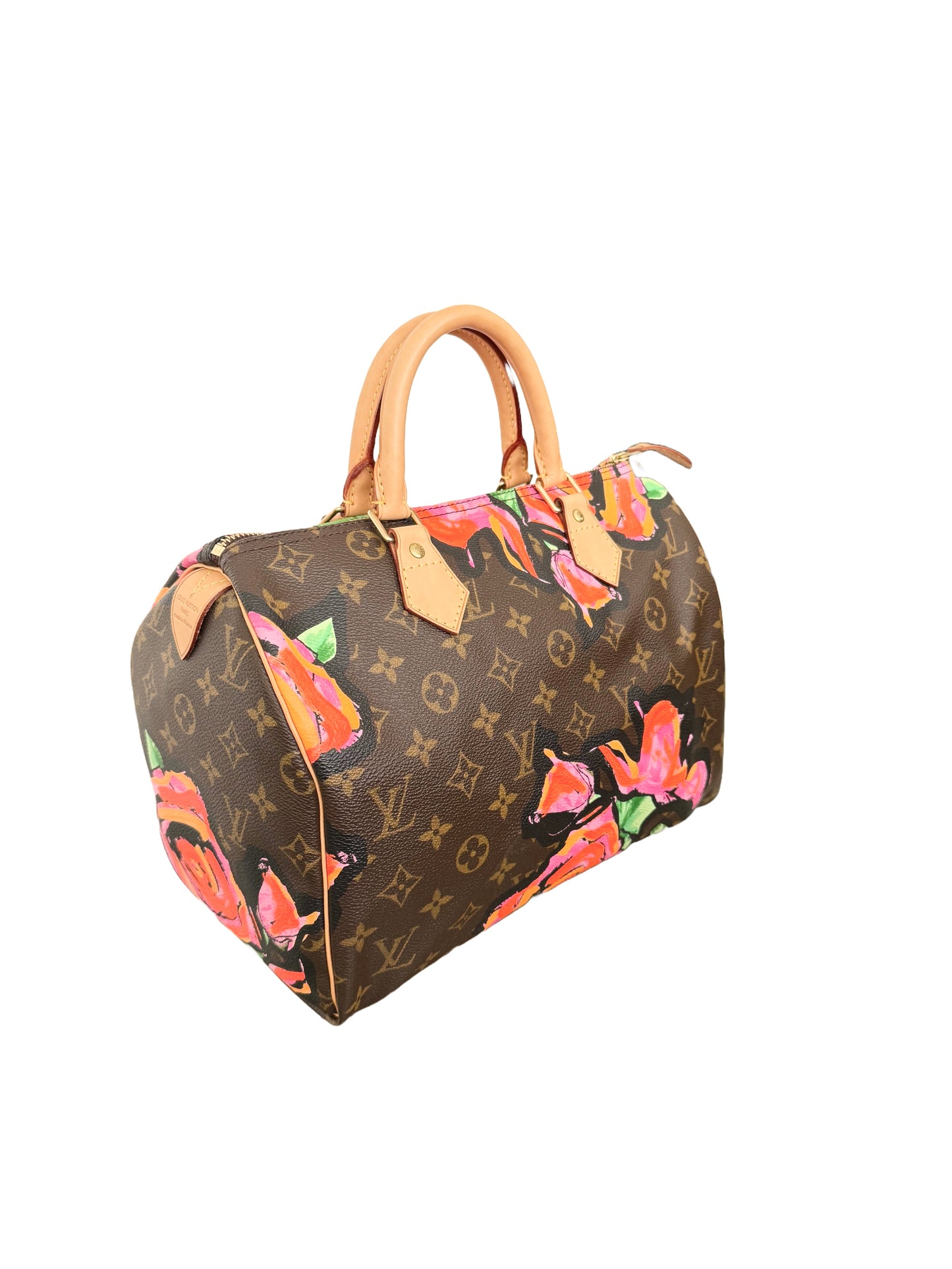 Louis Vuitton Stephen Sprouse Speedy 30 Graffiti Roses Monogram Pink Brown