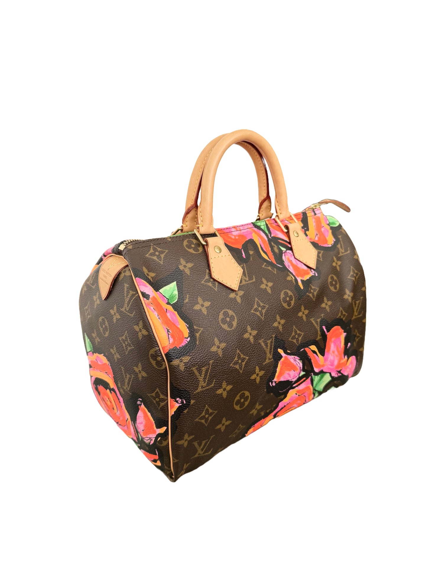 Louis Vuitton Stephen Sprouse Speedy 30 Graffiti Roses Monogram Pink Brown
