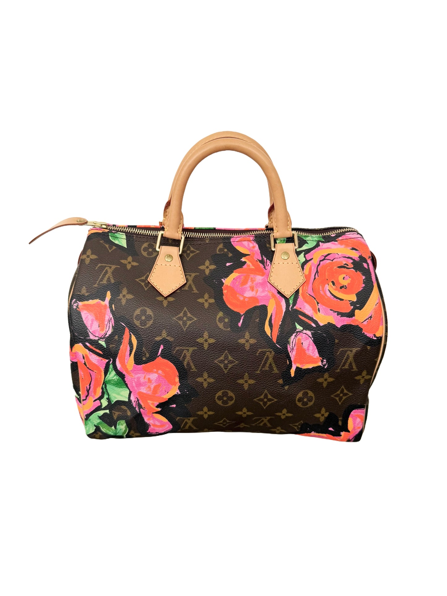 Louis Vuitton Stephen Sprouse Speedy 30 Graffiti Roses Monogram Pink Brown