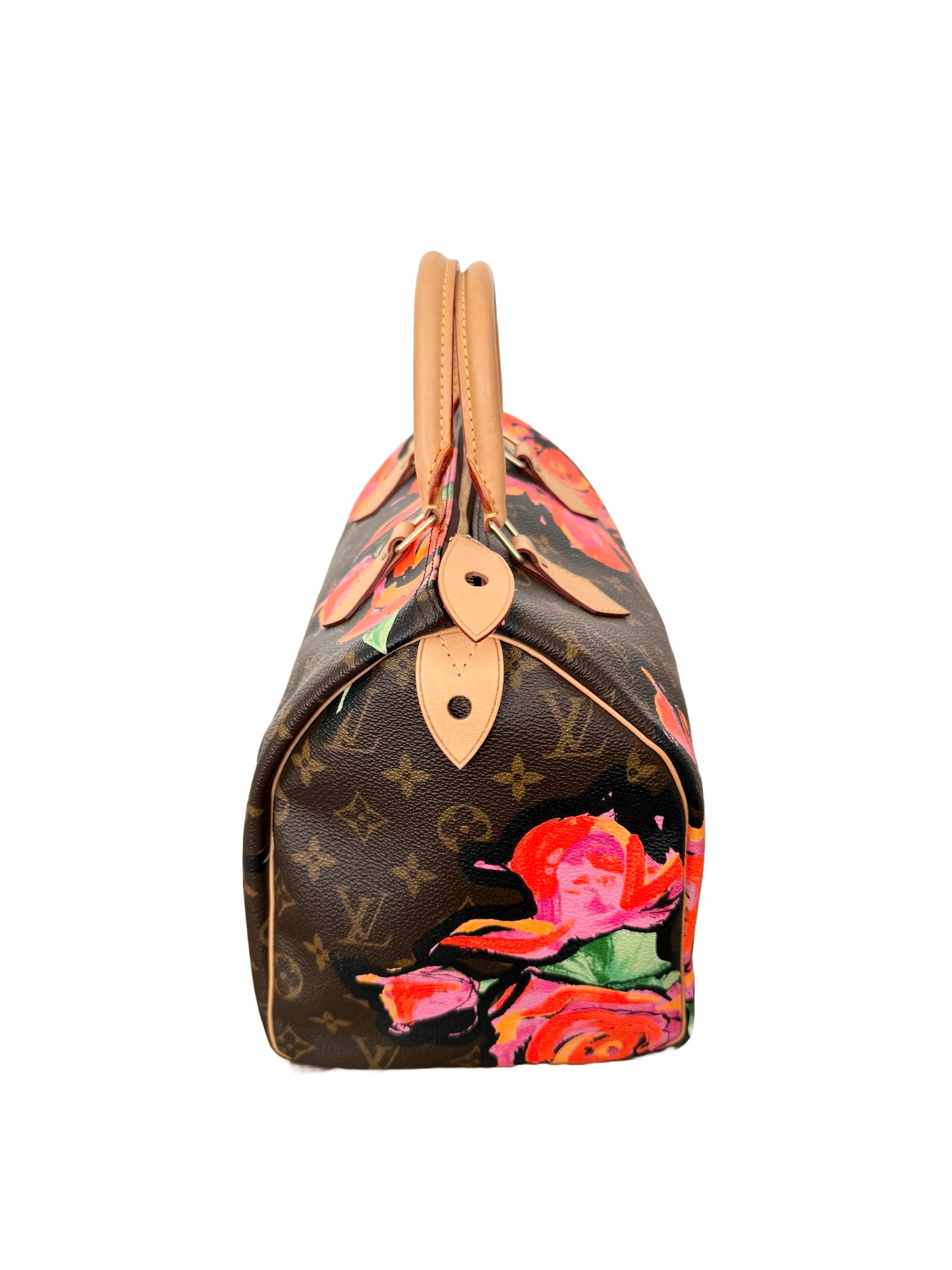 Louis Vuitton Stephen Sprouse Speedy 30 Graffiti Roses Monogram Pink Brown