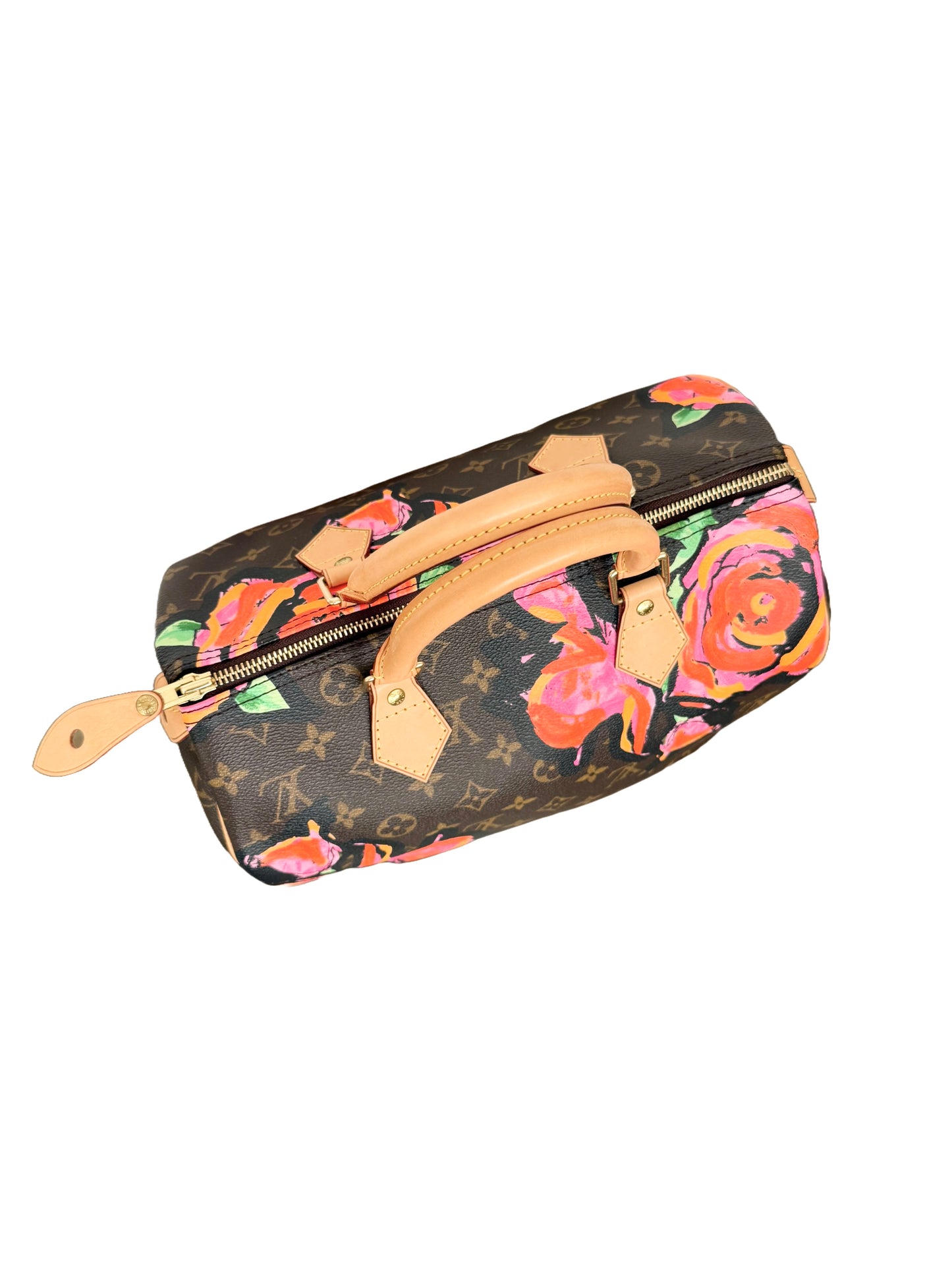 Louis Vuitton Stephen Sprouse Speedy 30 Graffiti Roses Monogram Pink Brown
