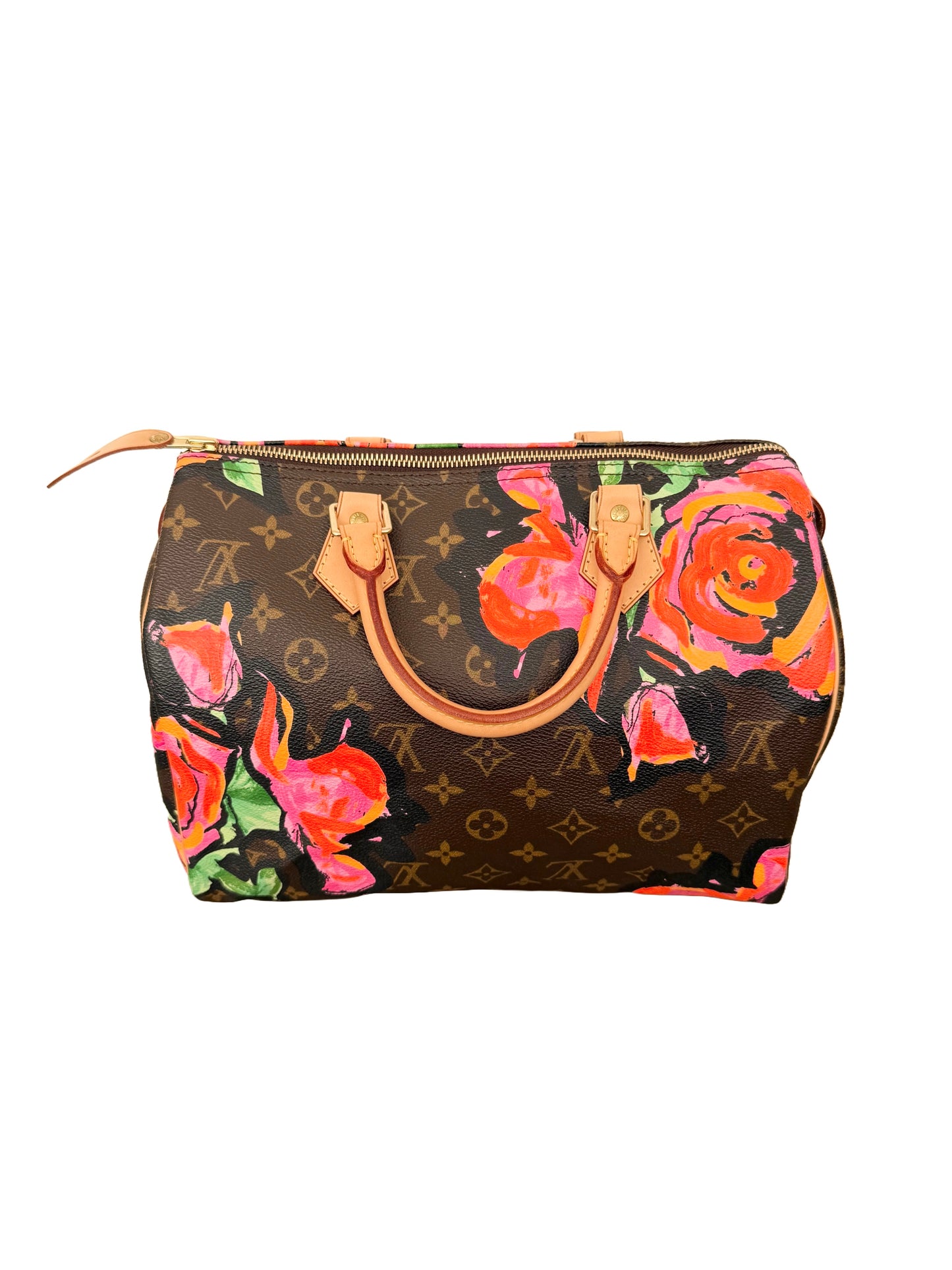 Louis Vuitton Stephen Sprouse Speedy 30 Graffiti Roses Monogram Pink Brown