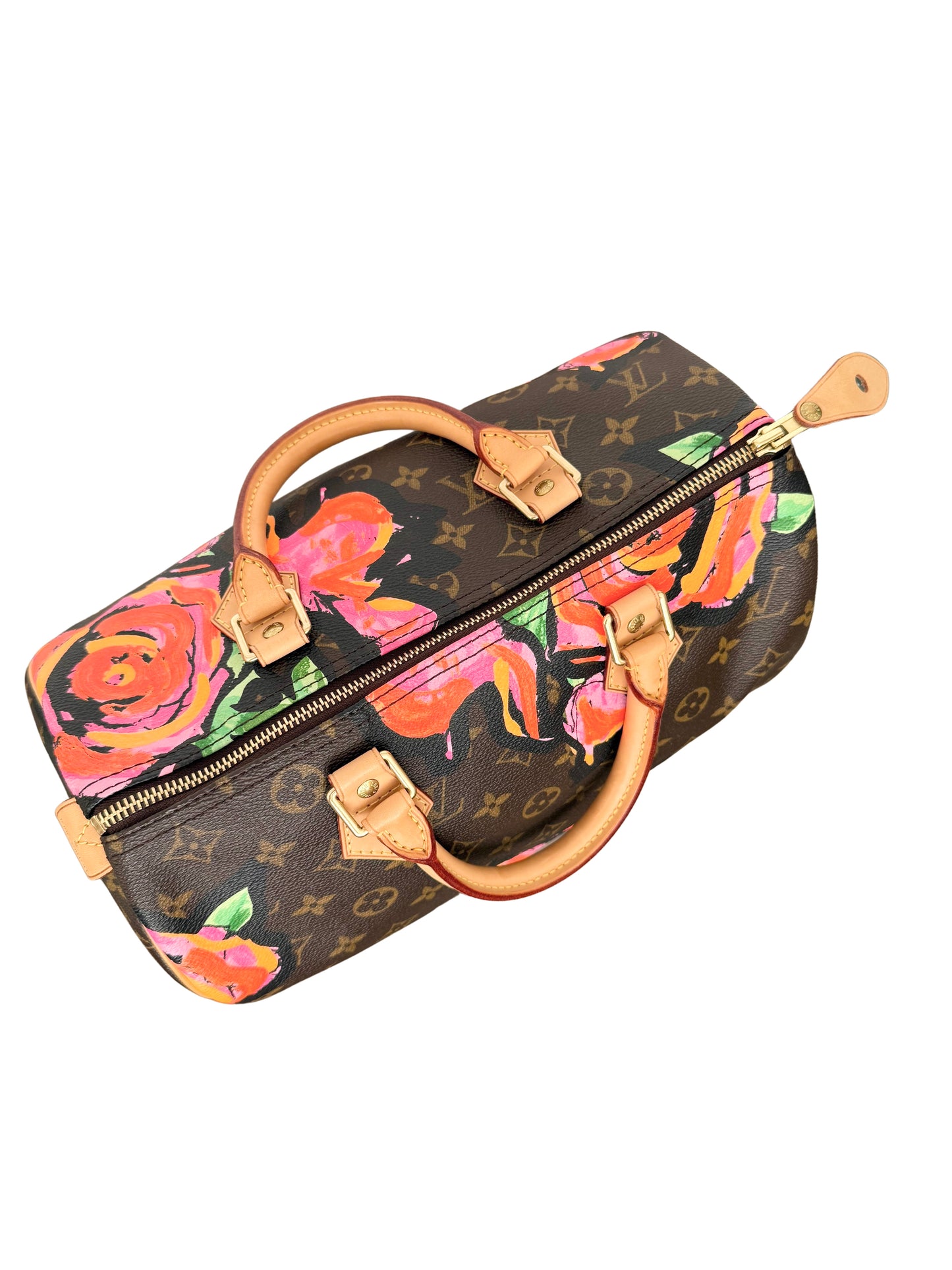 Louis Vuitton Stephen Sprouse Speedy 30 Graffiti Roses Monogram Pink Brown