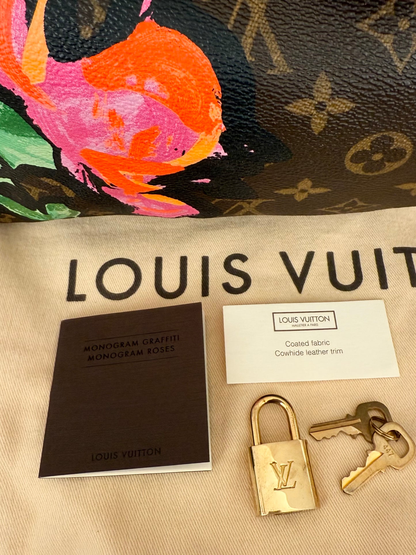 Louis Vuitton Stephen Sprouse Speedy 30 Graffiti Roses Monogram Pink Brown
