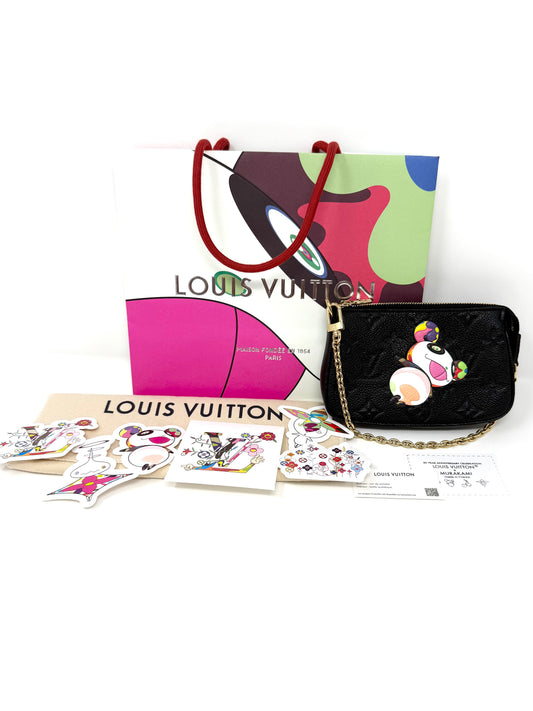 Louis Vuitton Takashi Murakami Multicolor Panda Mini Pochette Accessoires Black