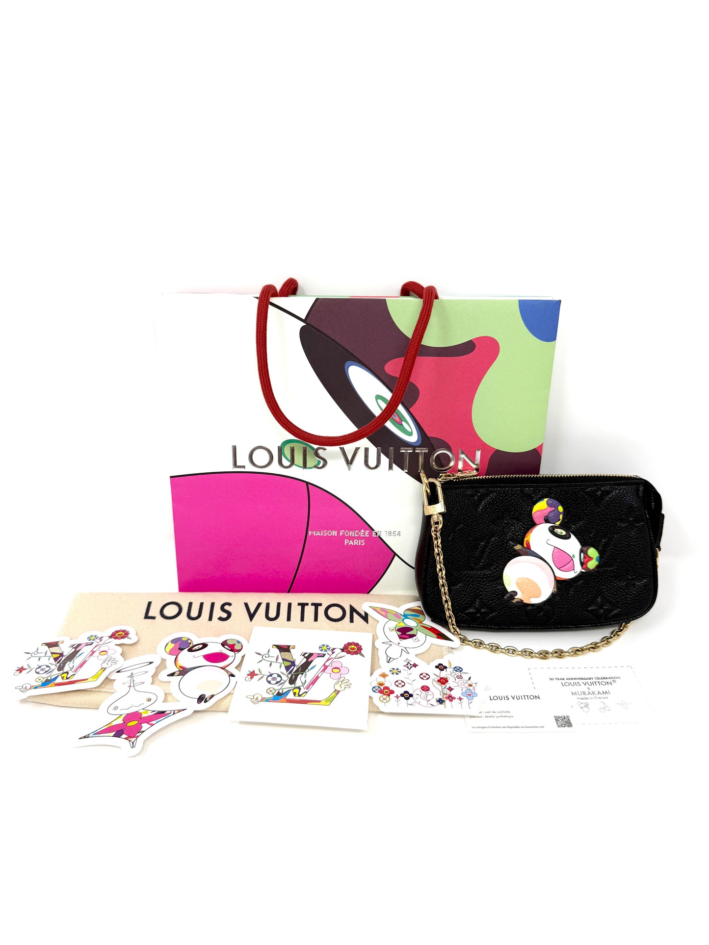 Louis Vuitton Takashi Murakami Multicolor Panda Mini Pochette Accessoires Black