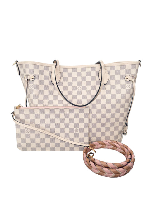 Louis Vuitton Braided Neverfull MM Damier Azur Rose Ballerine