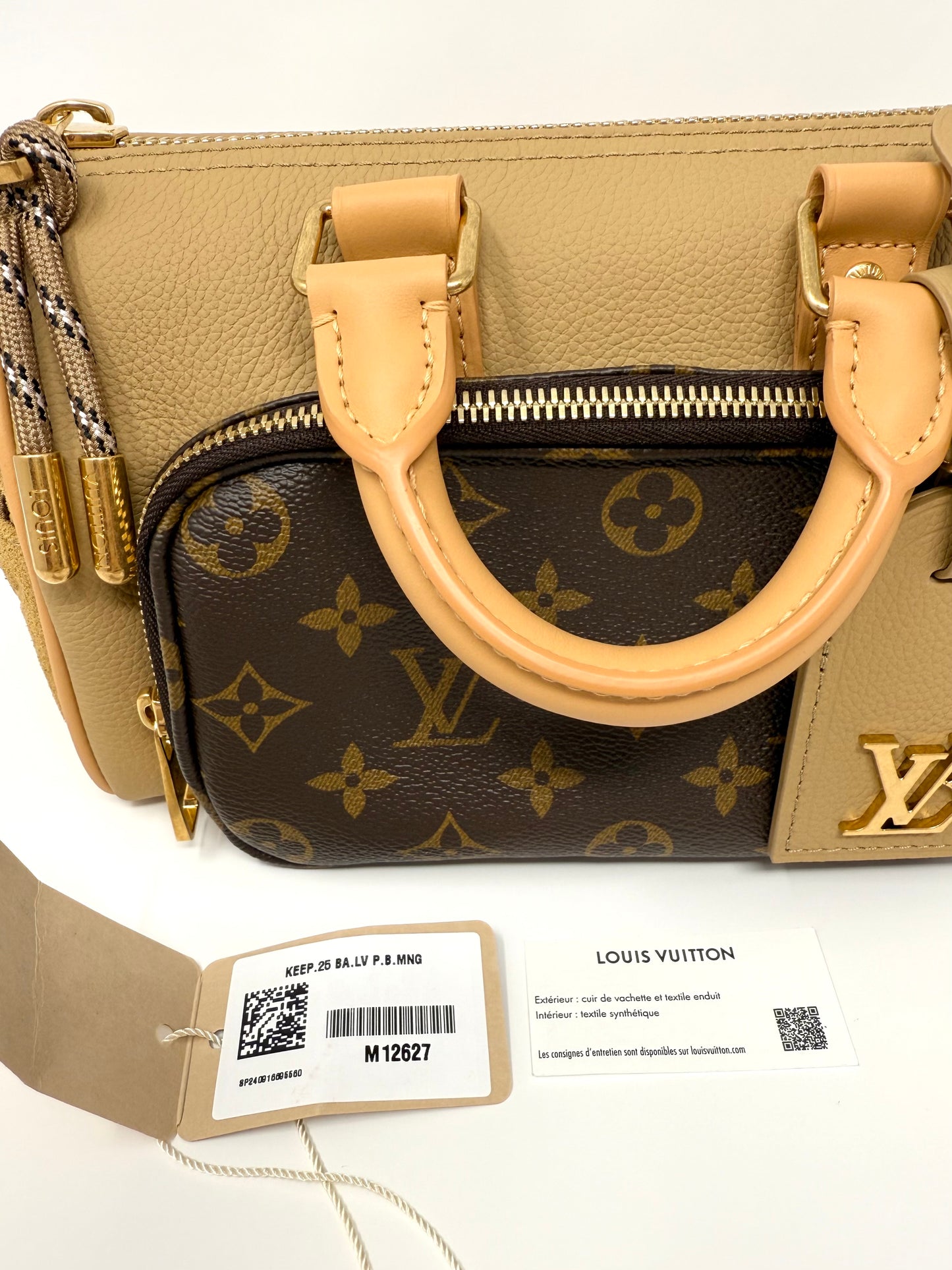 Louis Vuitton Keepall Cargo Bandouliere 25 Beige Khaki Monogam
