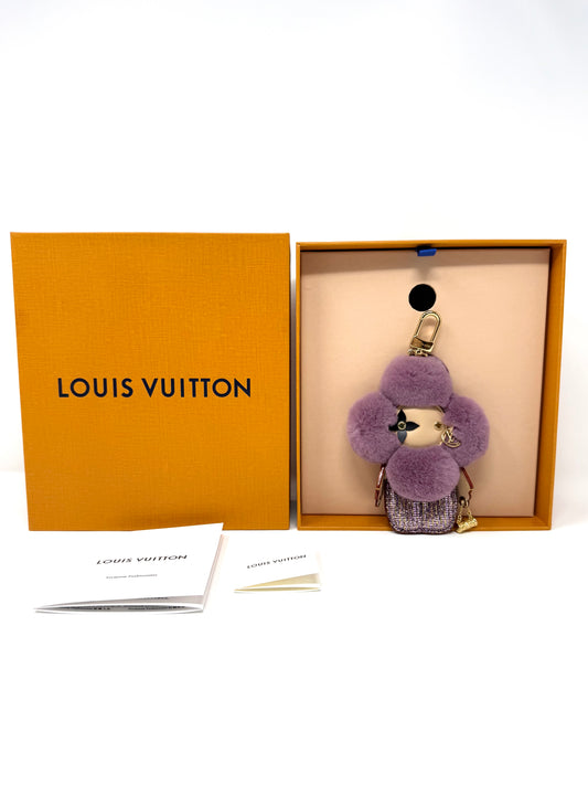 Louis Vuitton Mink Vivienne Fashionista Bag Charm Purple Violet Sequins