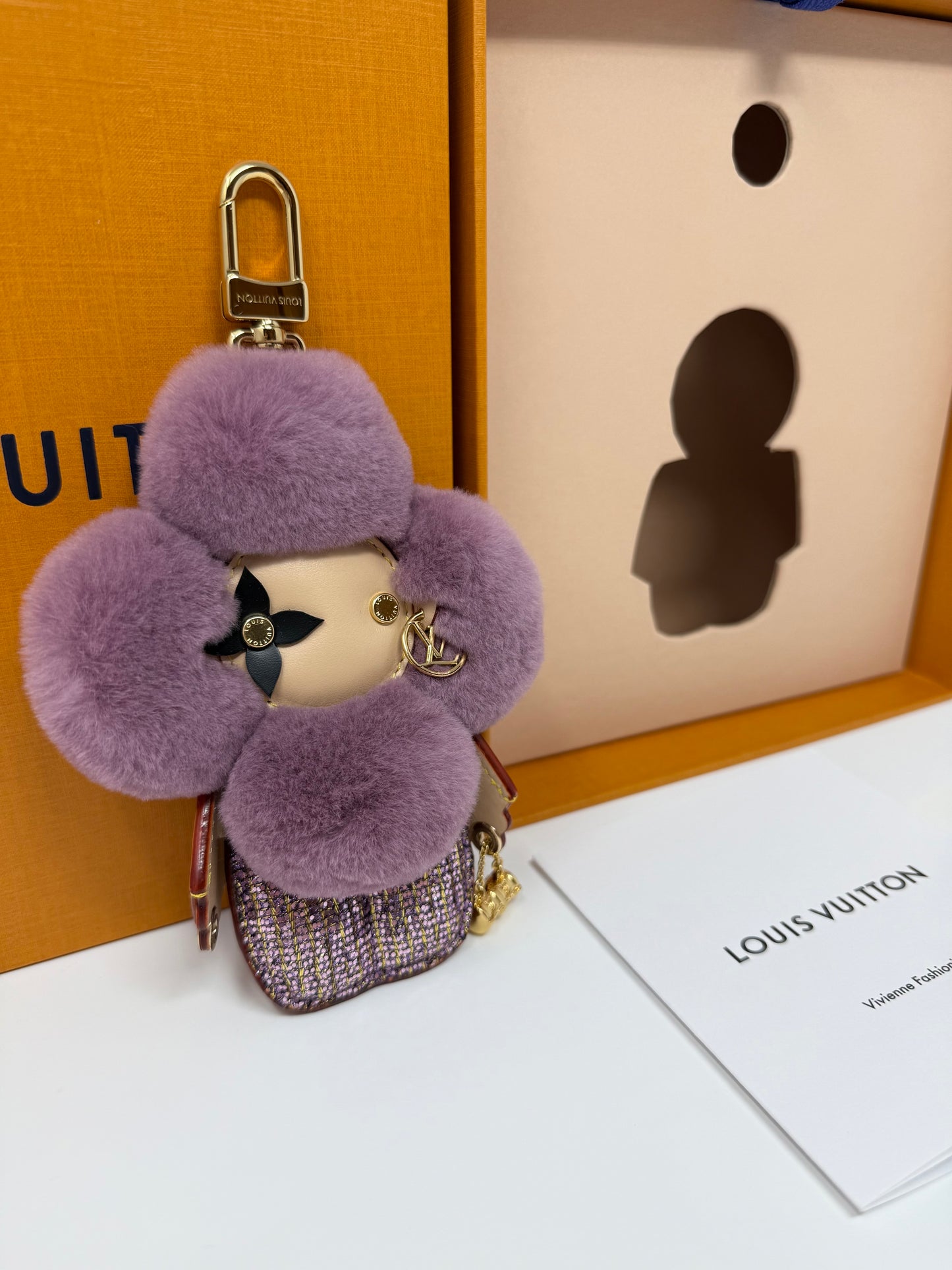 Louis Vuitton Mink Vivienne Fashionista Bag Charm Purple Violet Sequins