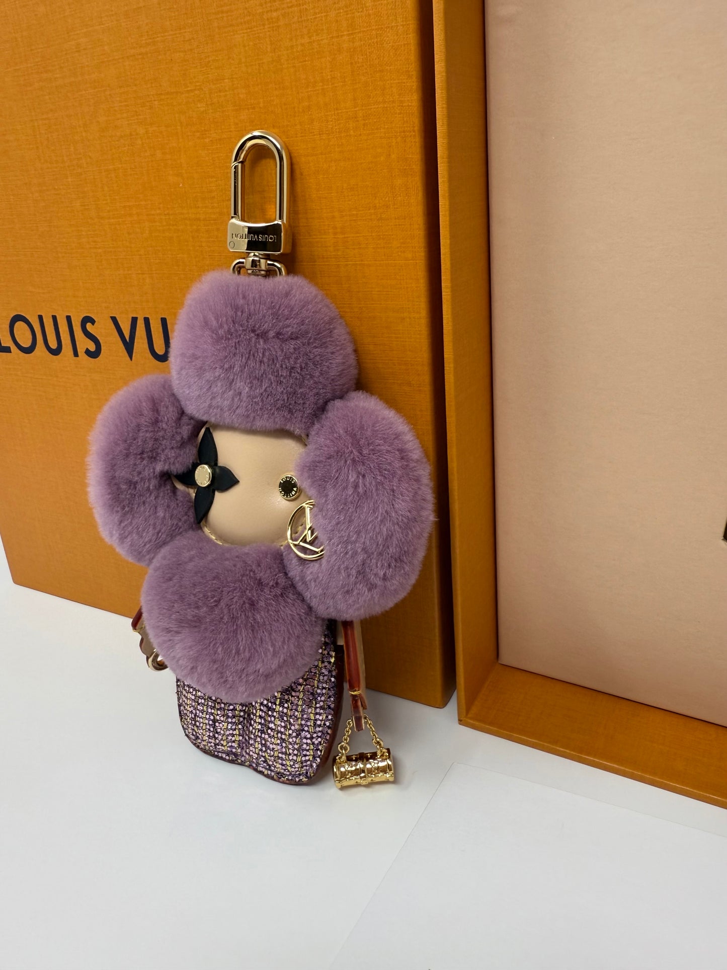 Louis Vuitton Mink Vivienne Fashionista Bag Charm Purple Violet Sequins