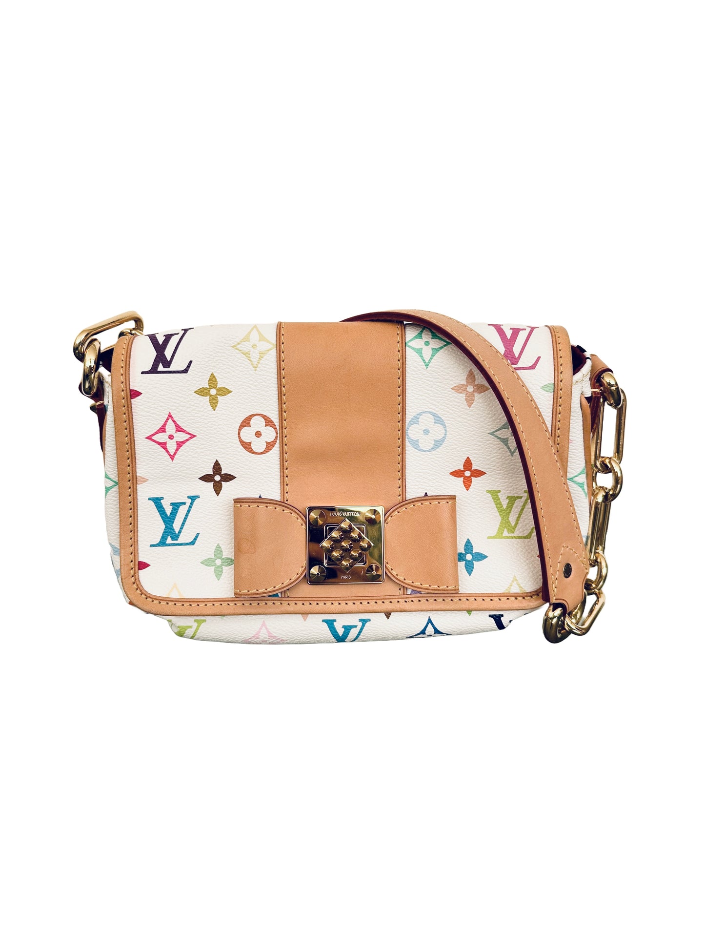 Louis Vuitton Takashi Murakami Multicolor Patti White Shoulder Bag