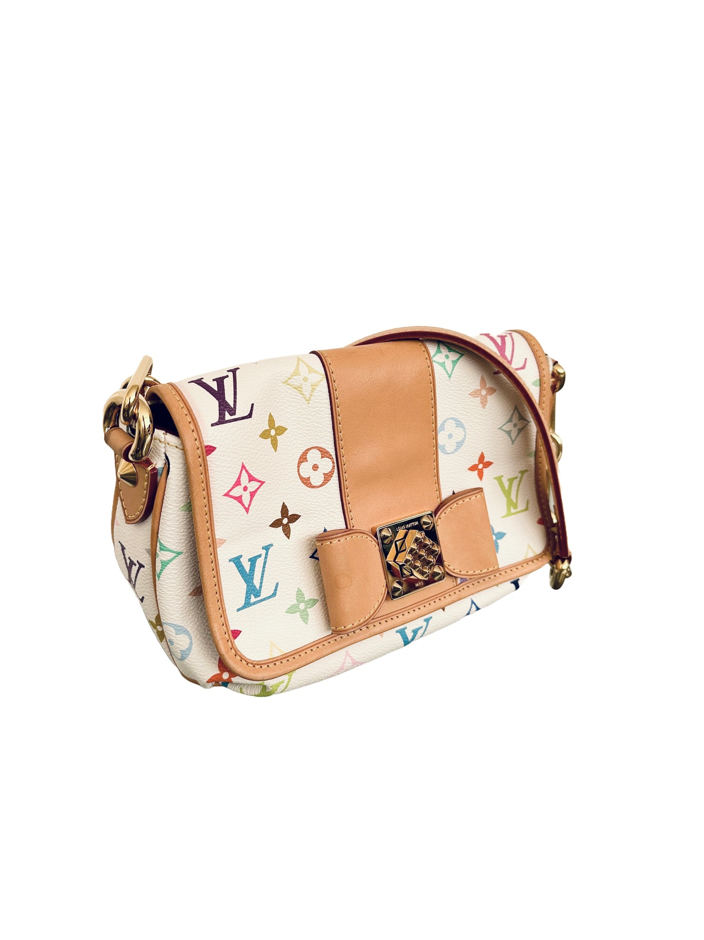 Louis Vuitton Takashi Murakami Multicolor Patti White Shoulder Bag