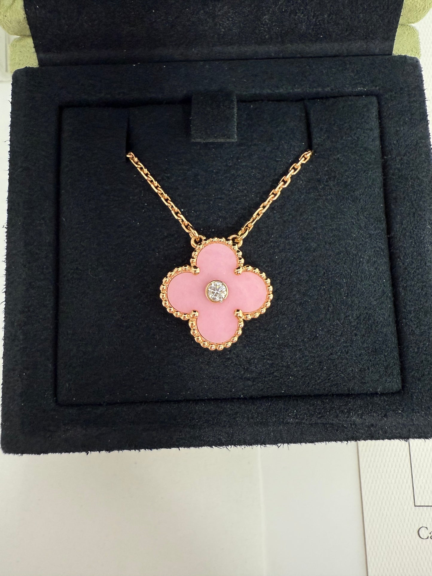 Van Cleef & Arpels 2015 Holiday Pendant 18K Rose Gold Diamond Pink Necklace
