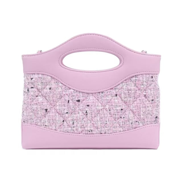 CHANEL 31 Shopper Nano Shopping Bag Clutch Pink Tweed AP3656