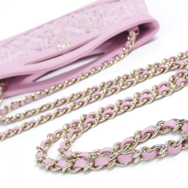 CHANEL 31 Shopper Nano Shopping Bag Clutch Pink Tweed AP3656