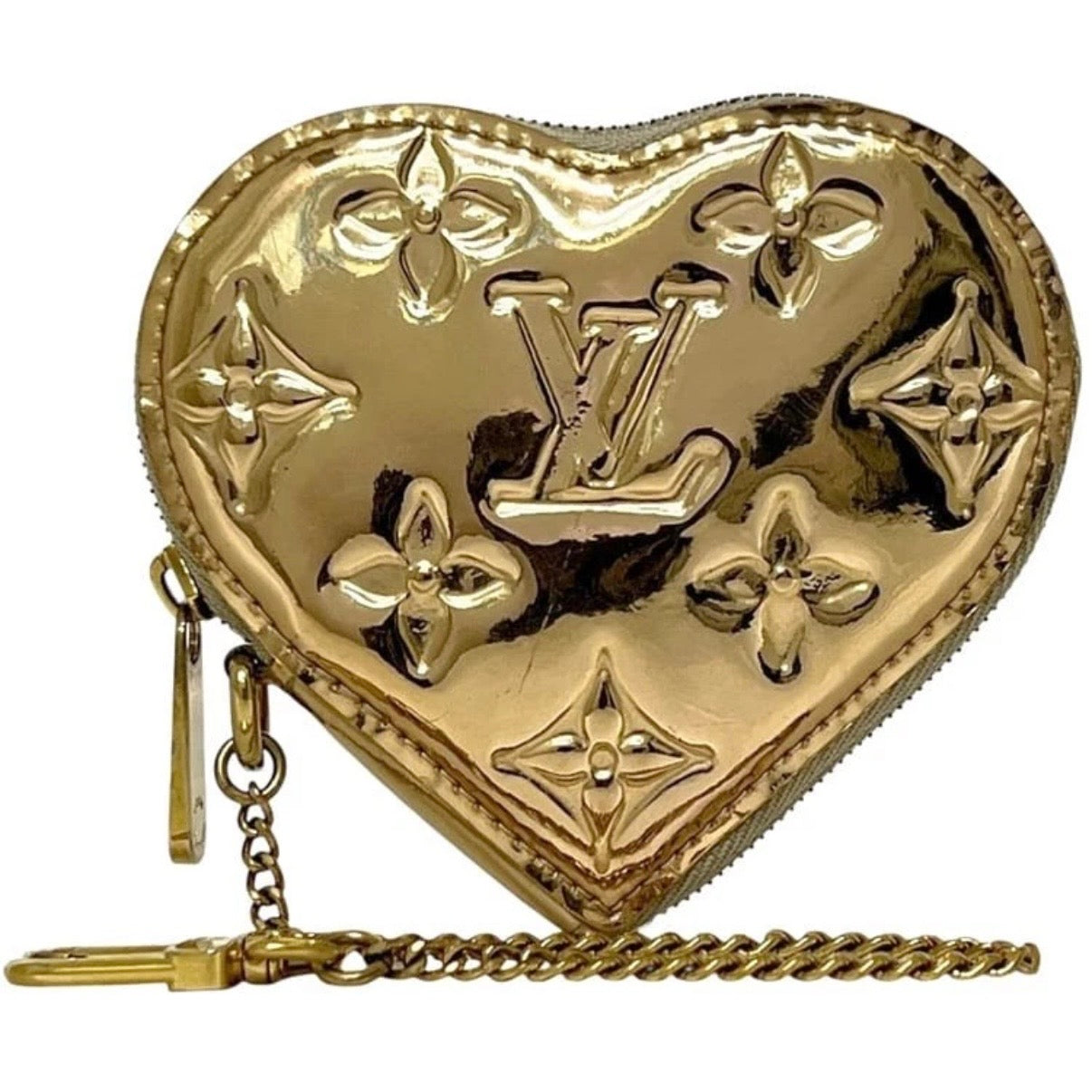 Louis Vuitton Monogram Miroir Heart Coin Purse Dore Gold