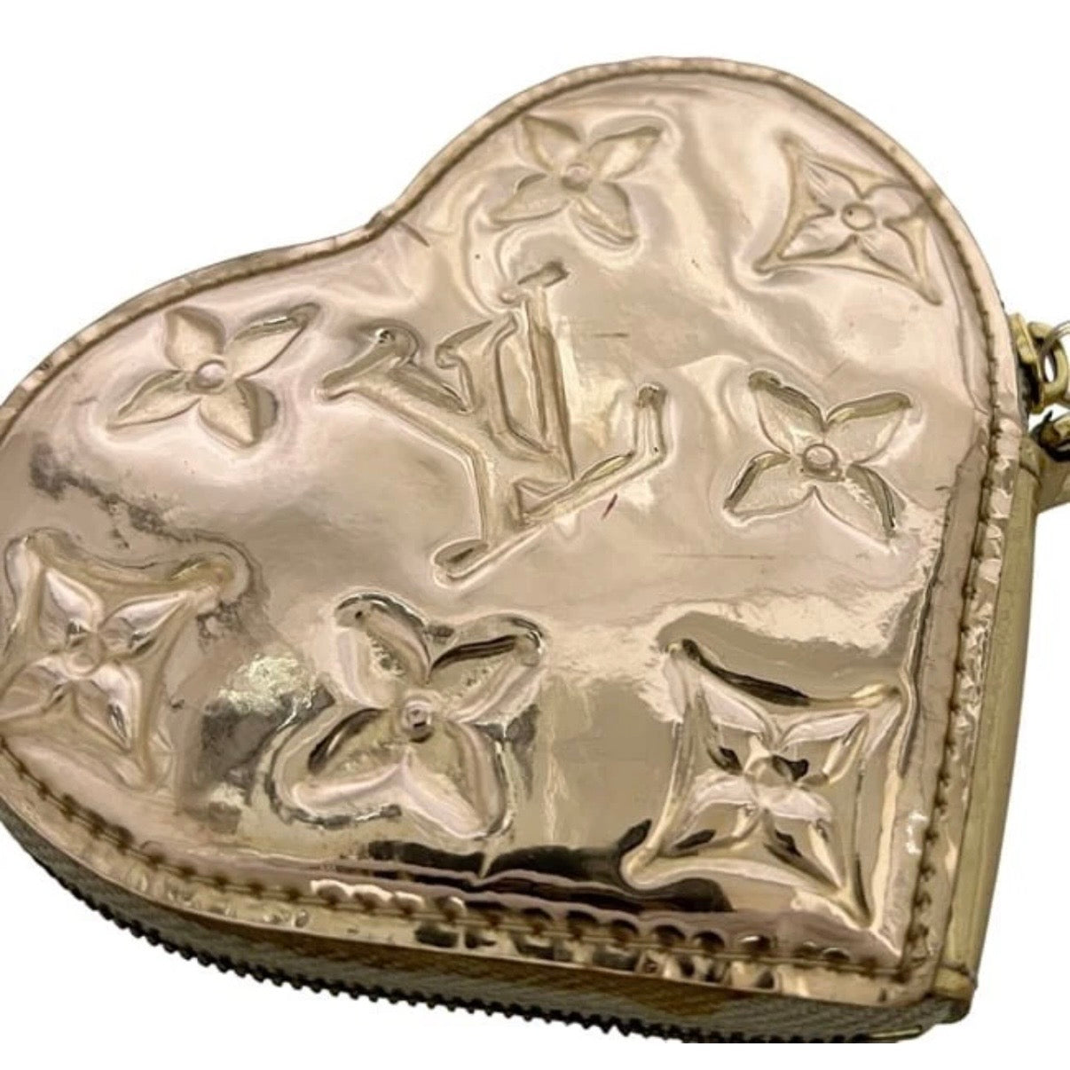 Louis Vuitton Monogram Miroir Heart Coin Purse Dore Gold