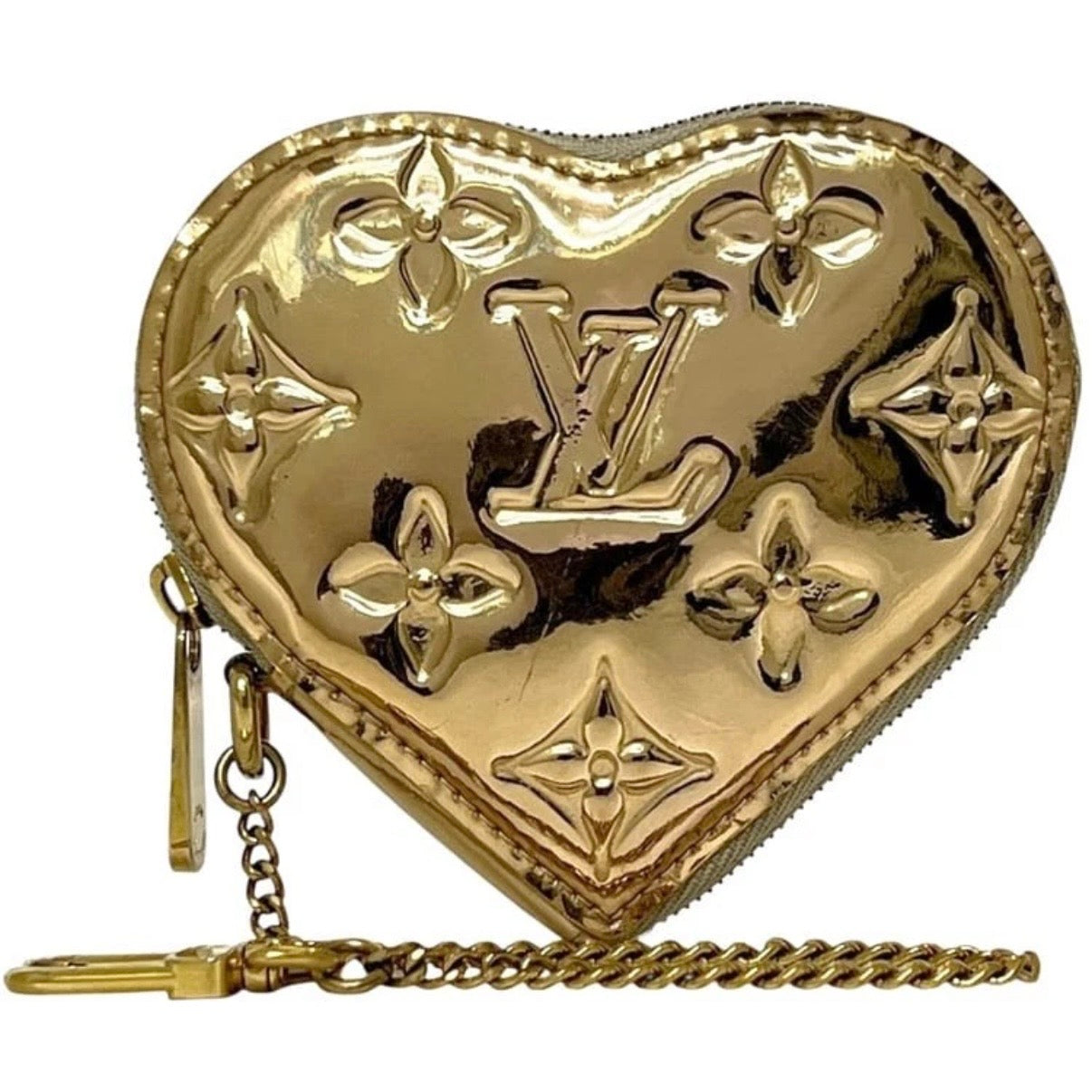 Louis Vuitton Monogram Miroir Heart Coin Purse Dore Gold