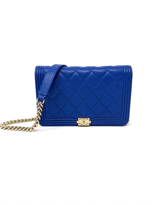 Chanel Boy Caviar Wallet On Chain Electric Royal Blue