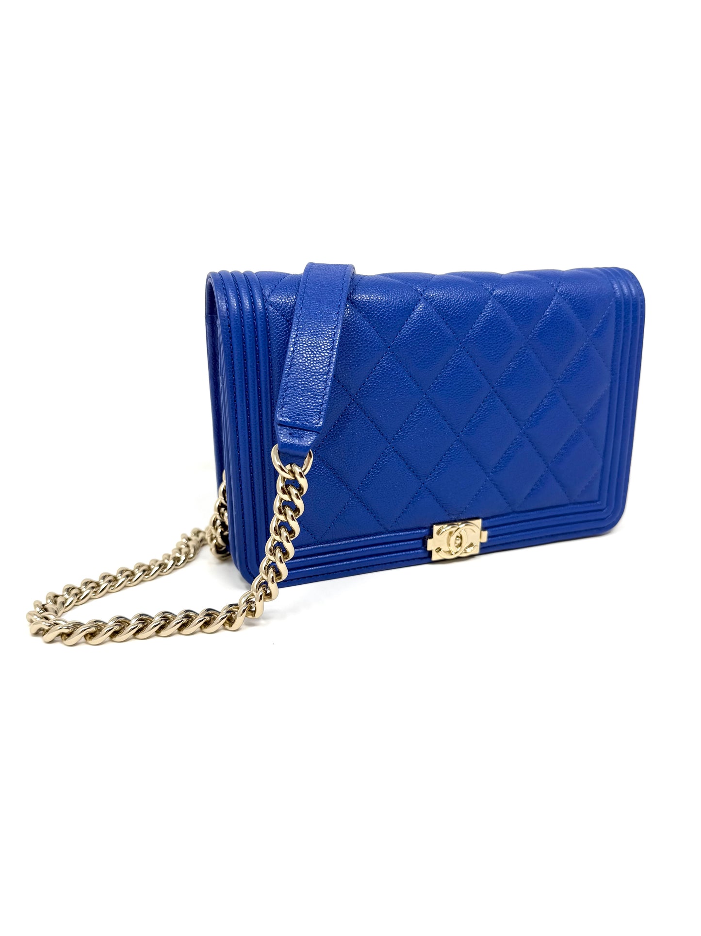 Chanel Boy Caviar Wallet On Chain Electric Royal Blue