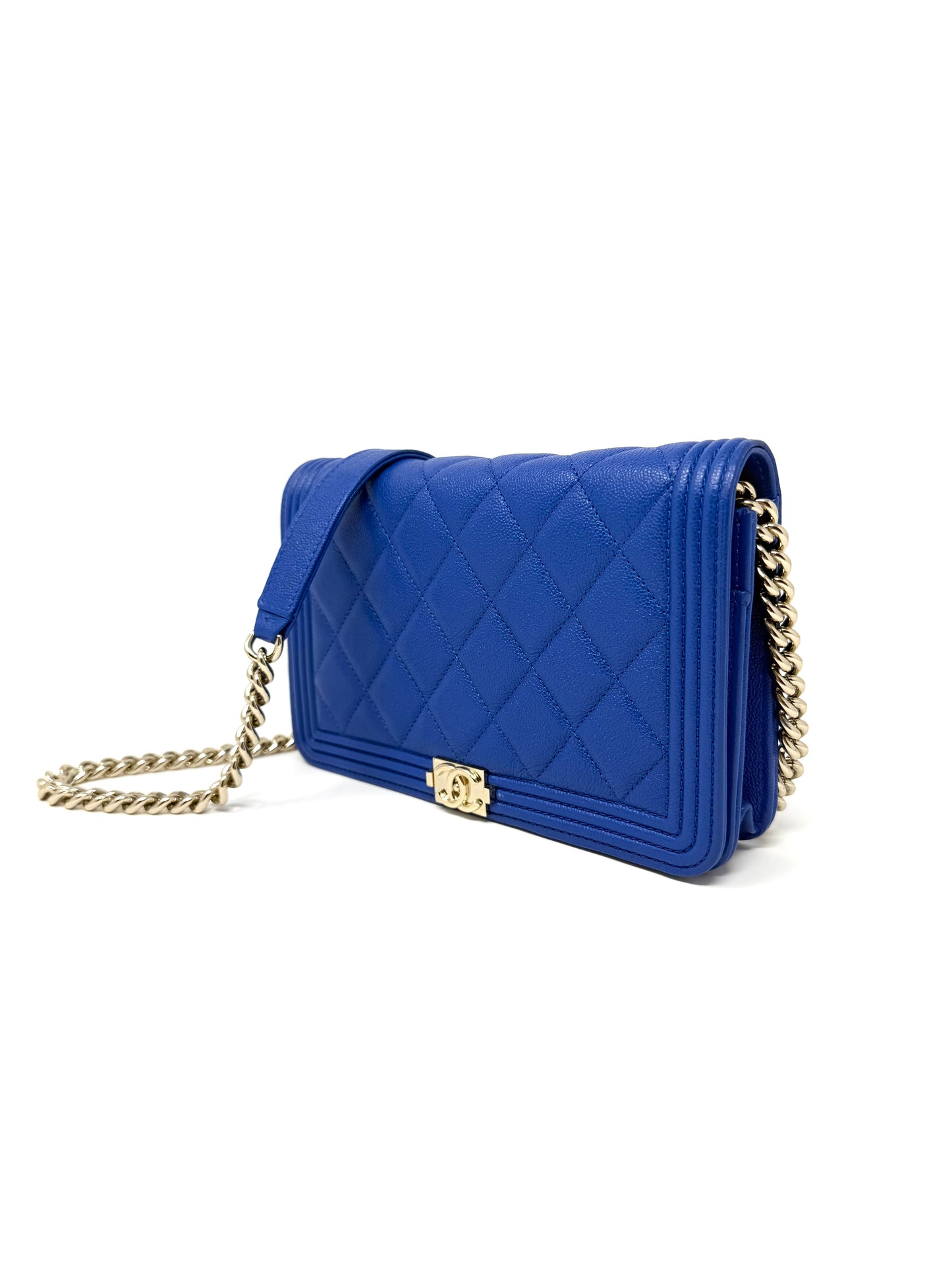 Chanel Boy Caviar Wallet On Chain Electric Royal Blue