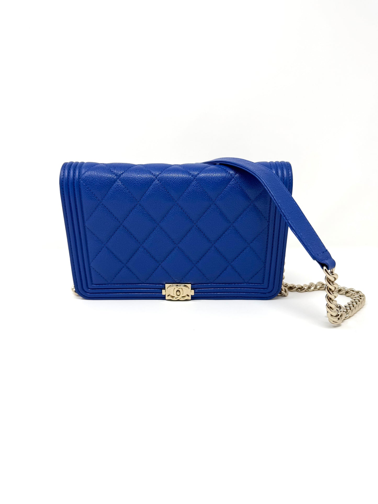Chanel Boy Caviar Wallet On Chain Electric Royal Blue
