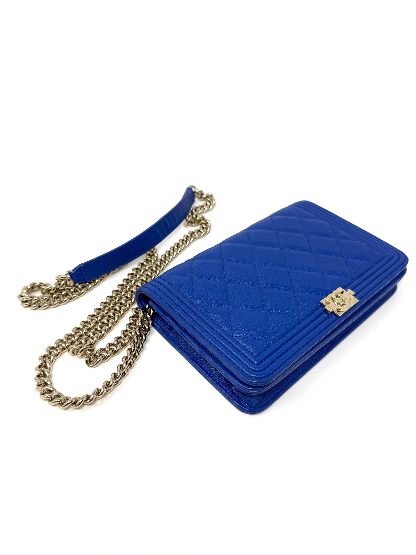 Chanel Boy Caviar Wallet On Chain Electric Royal Blue