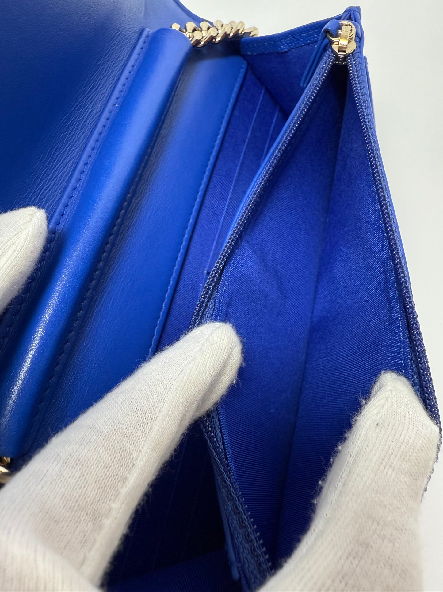 Chanel Boy Caviar Wallet On Chain Electric Royal Blue