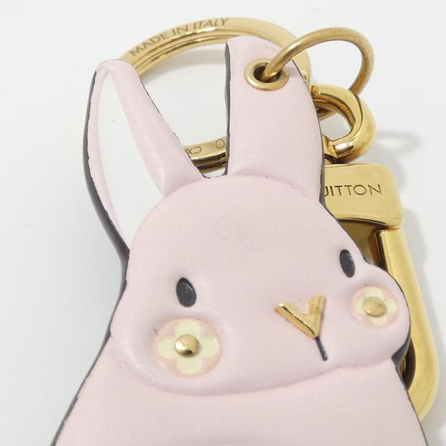 Louis Vuitton Pink Bunny Pompom Tail Mink Fur Key Ring Holder Bag Charm