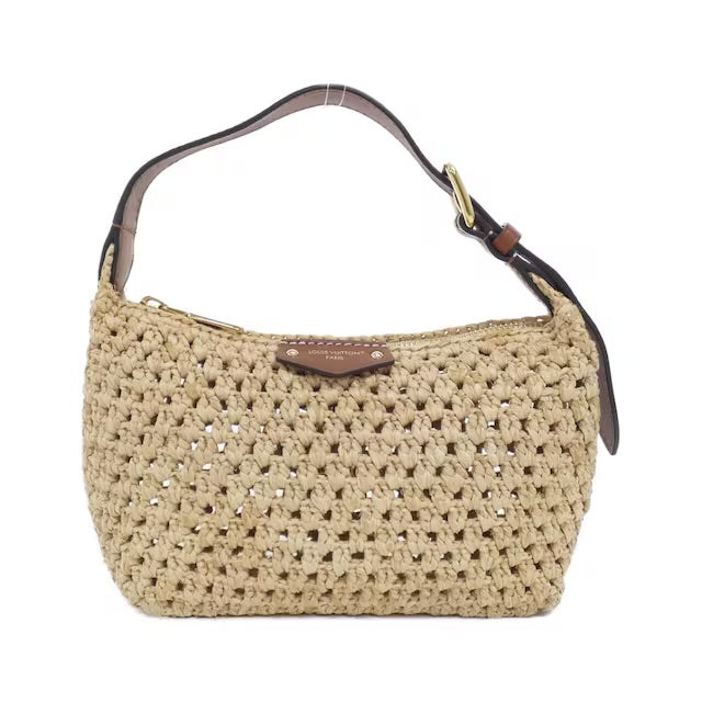 Louis Vuitton Pochette Hills Raffia Top Handle Bag Beige