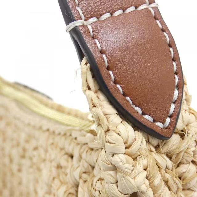 Louis Vuitton Pochette Hills Raffia Top Handle Bag Beige