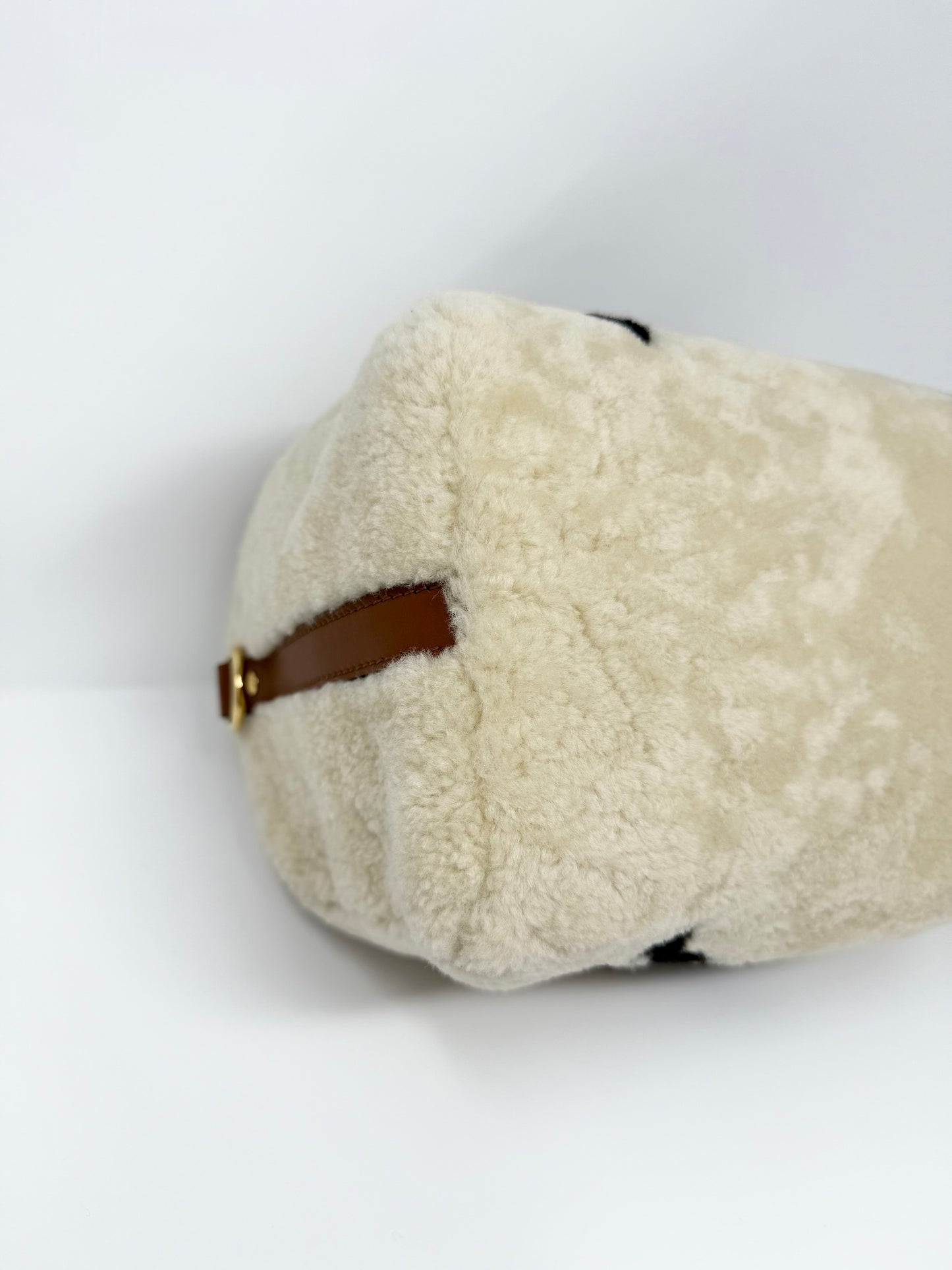 Louis Vuitton Speedy 25 Teddy Fleece Shearling Monogram Giant Cream Brown