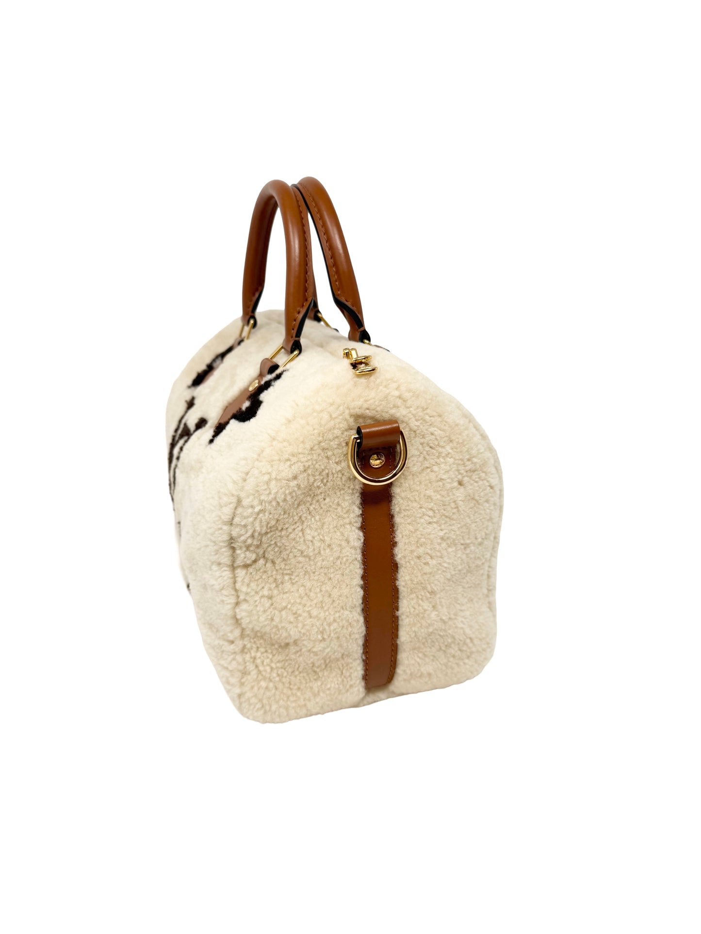 Louis Vuitton Speedy 25 Teddy Fleece Shearling Monogram Giant Cream Brown
