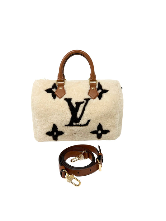 Louis Vuitton Speedy 25 Teddy Fleece Shearling Monogram Giant Cream Brown
