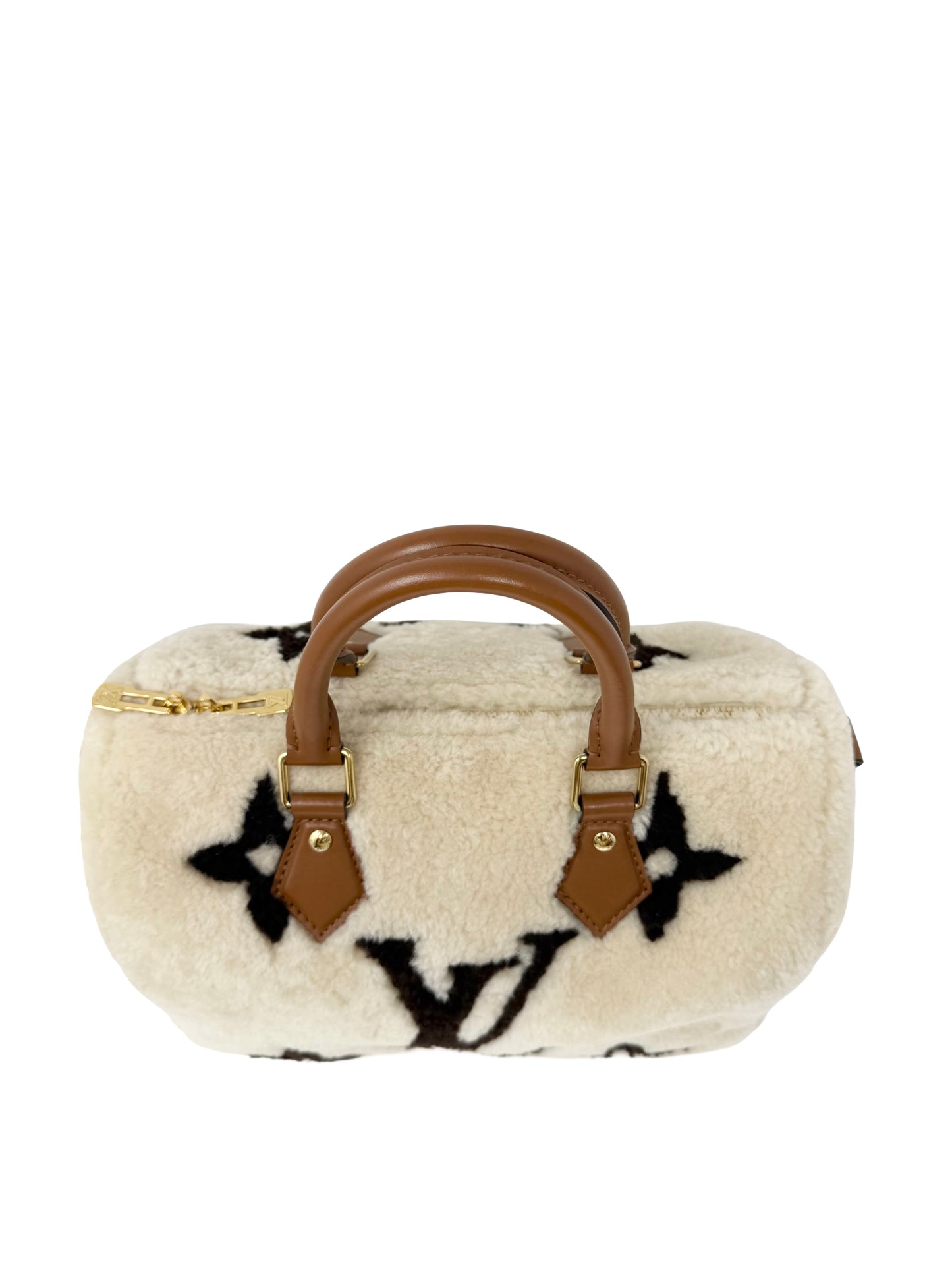 Louis Vuitton Speedy 25 Teddy Fleece Shearling Monogram Giant Cream Brown