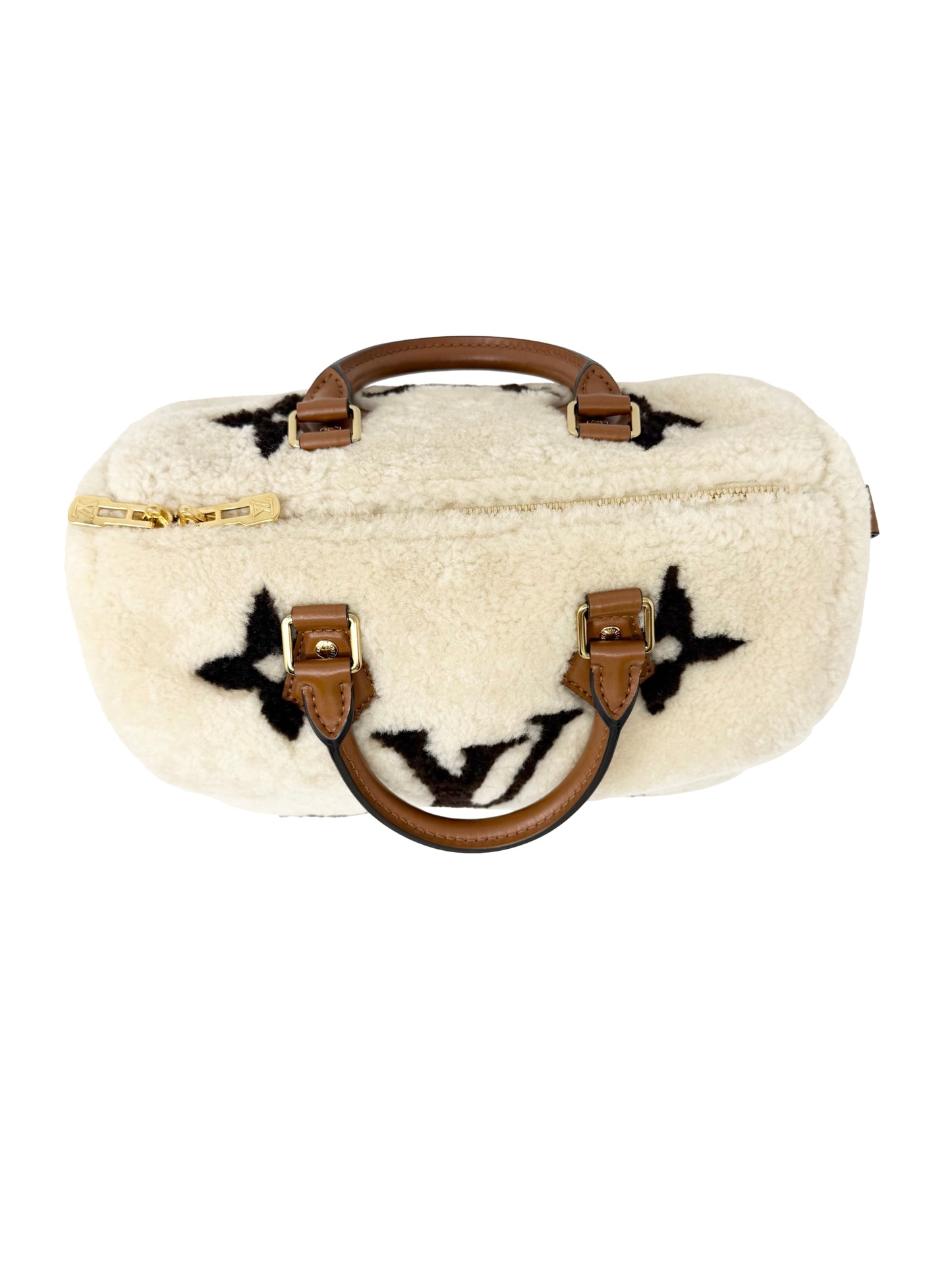 Louis Vuitton Speedy 25 Teddy Fleece Shearling Monogram Giant Cream Brown