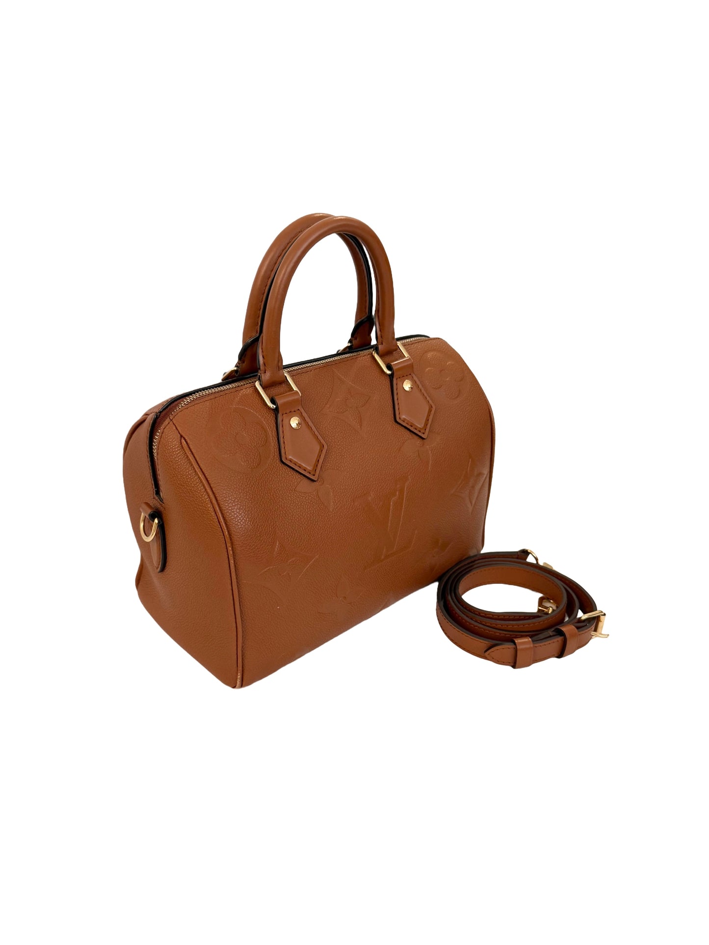 Louis Vuitton Speedy 25 Bandoliere Cognac Brown Handbag Giant Monogram