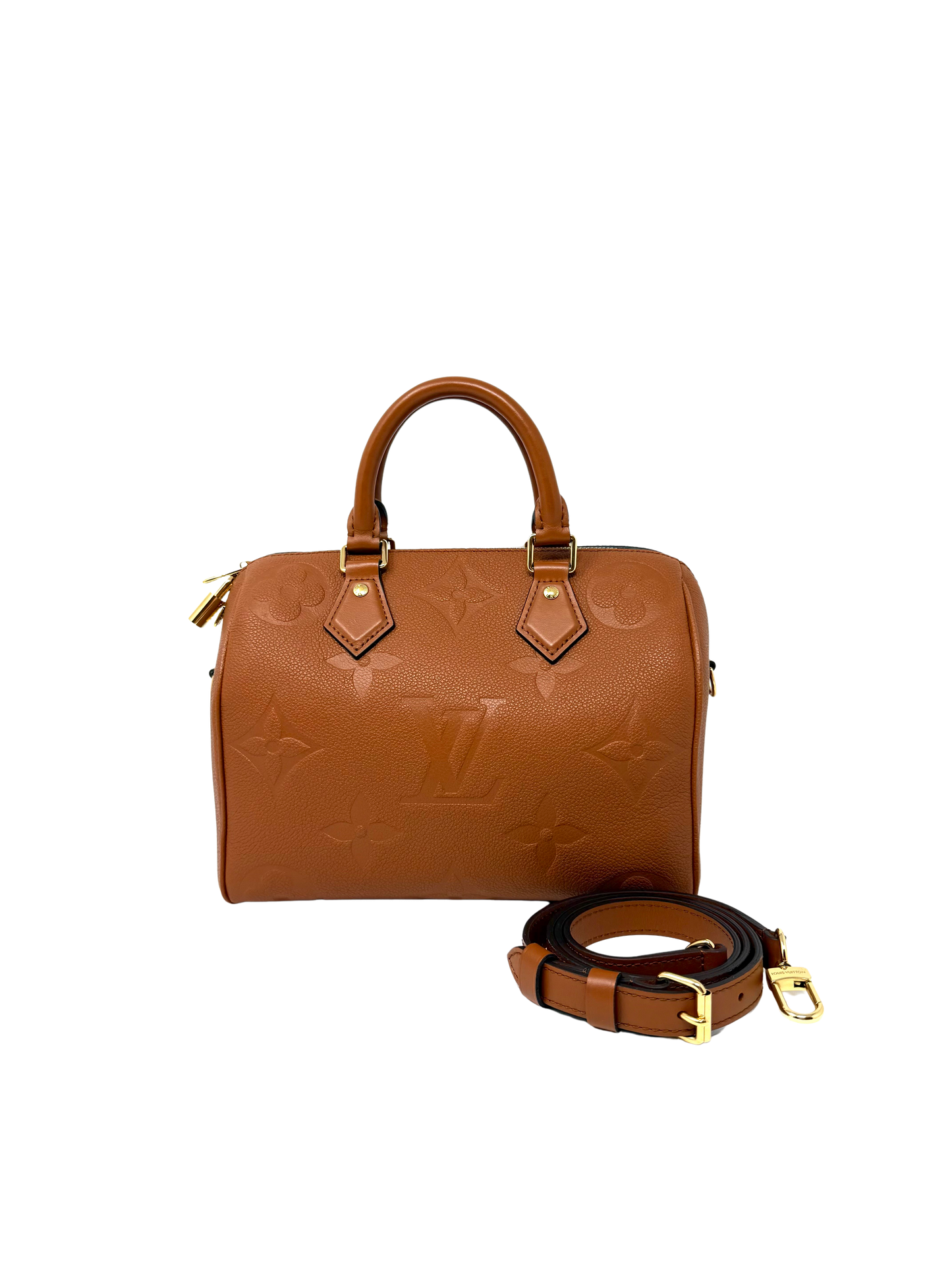Louis Vuitton Speedy 25 Bandoliere Cognac Brown Handbag Giant Monogram