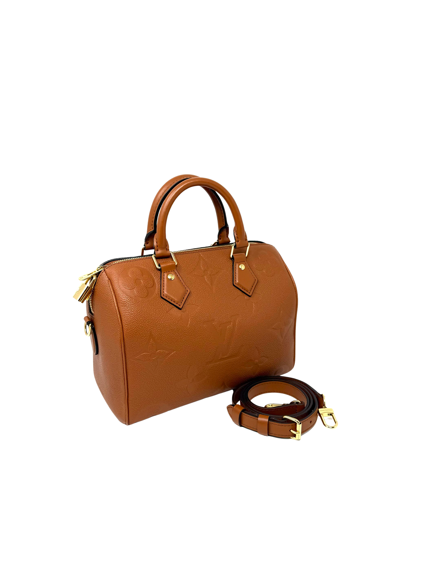 Louis Vuitton Speedy 25 Bandoliere Cognac Brown Handbag Giant Monogram