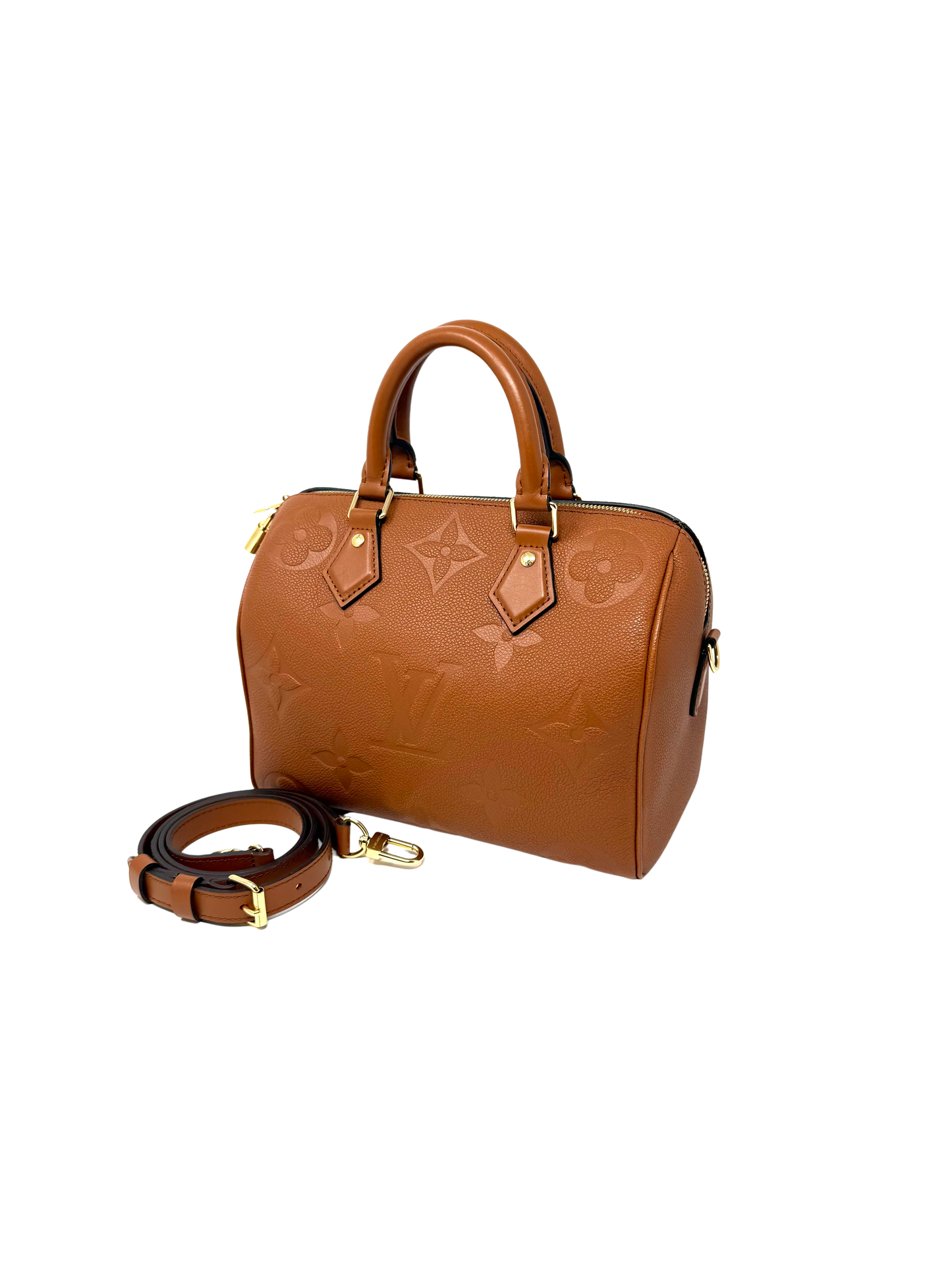 Louis Vuitton Speedy 25 Bandoliere Cognac Brown Handbag Giant Monogram