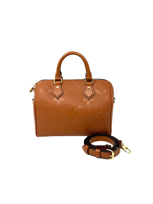 Louis Vuitton Speedy 25 Bandoliere Cognac Brown Handbag Giant Monogram