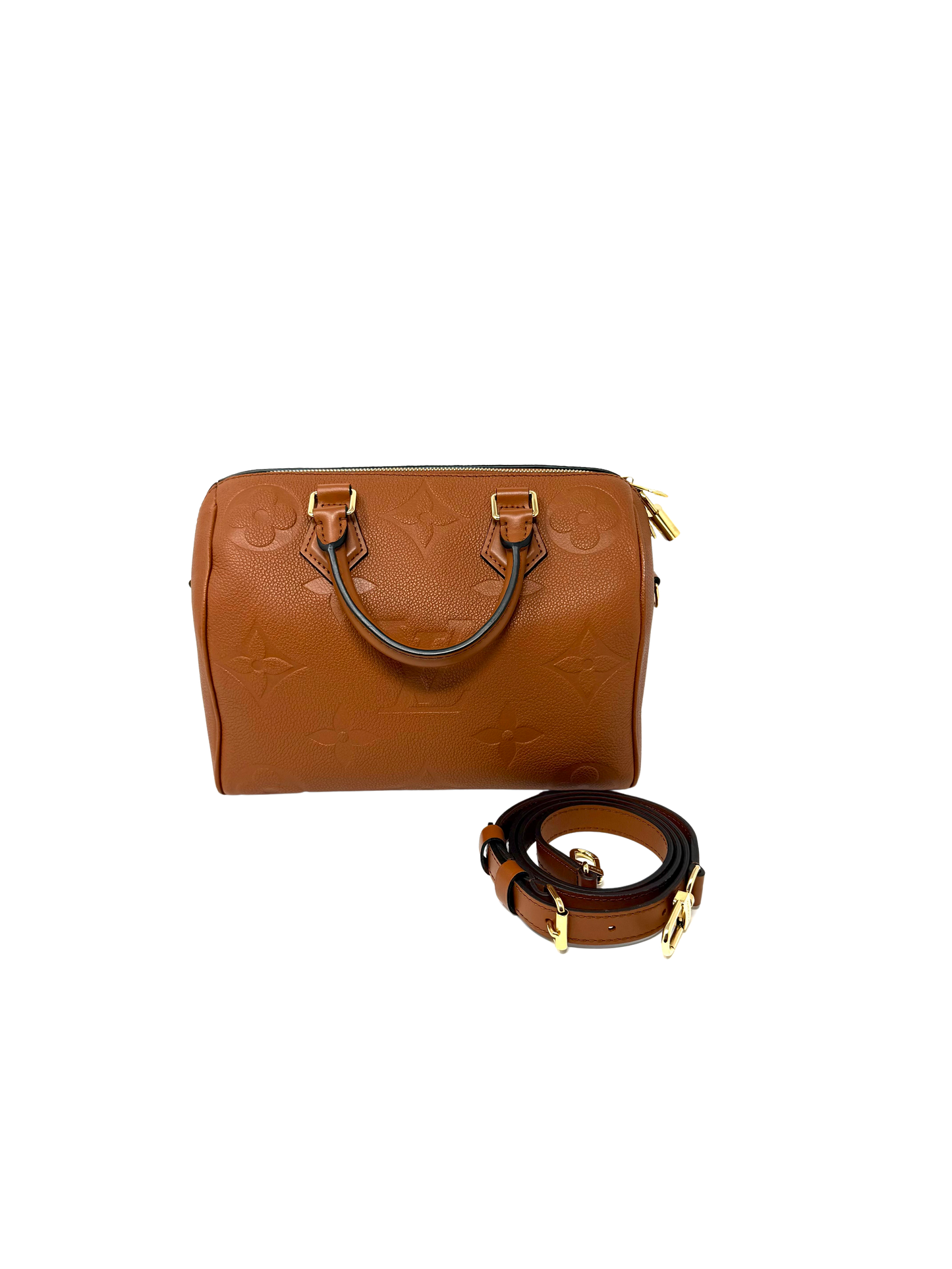 Louis Vuitton Speedy 25 Bandoliere Cognac Brown Handbag Giant Monogram